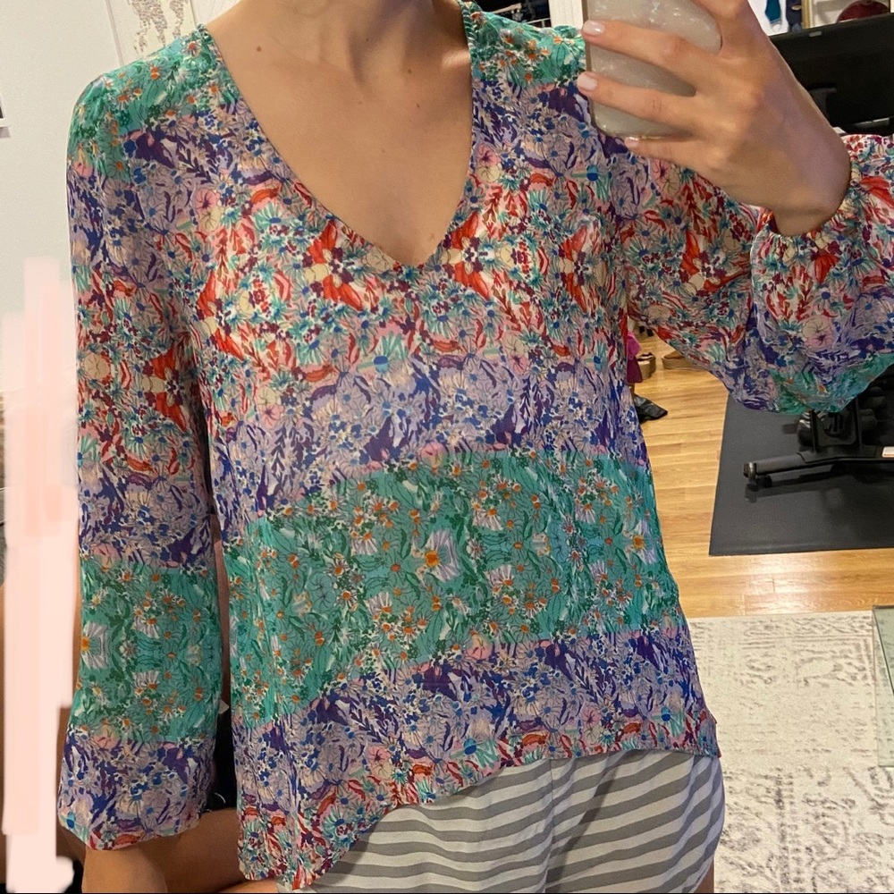 Aqua multicolored blouse